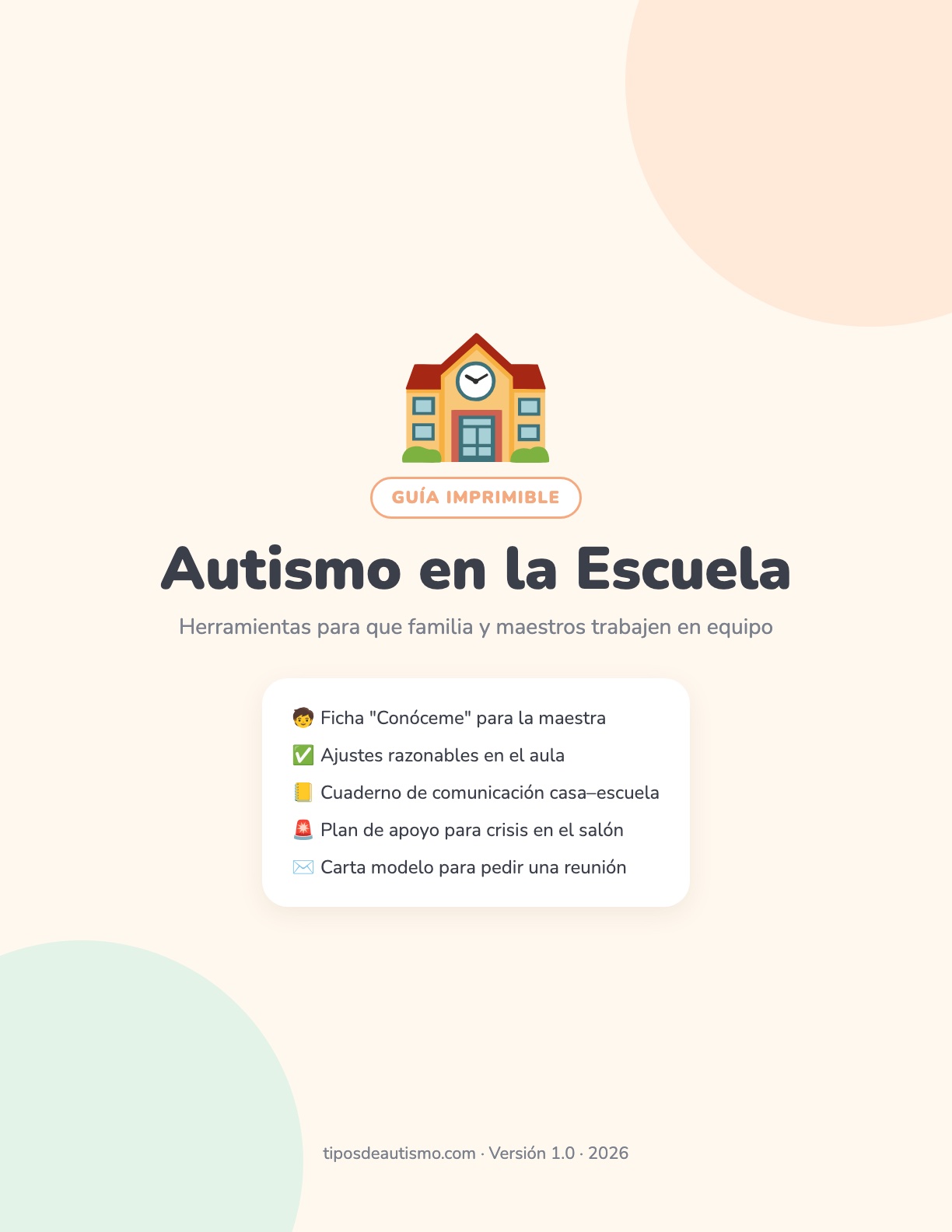 Autismo en la Escuela: Guía para Padres y Maestros (PDF imprimible)