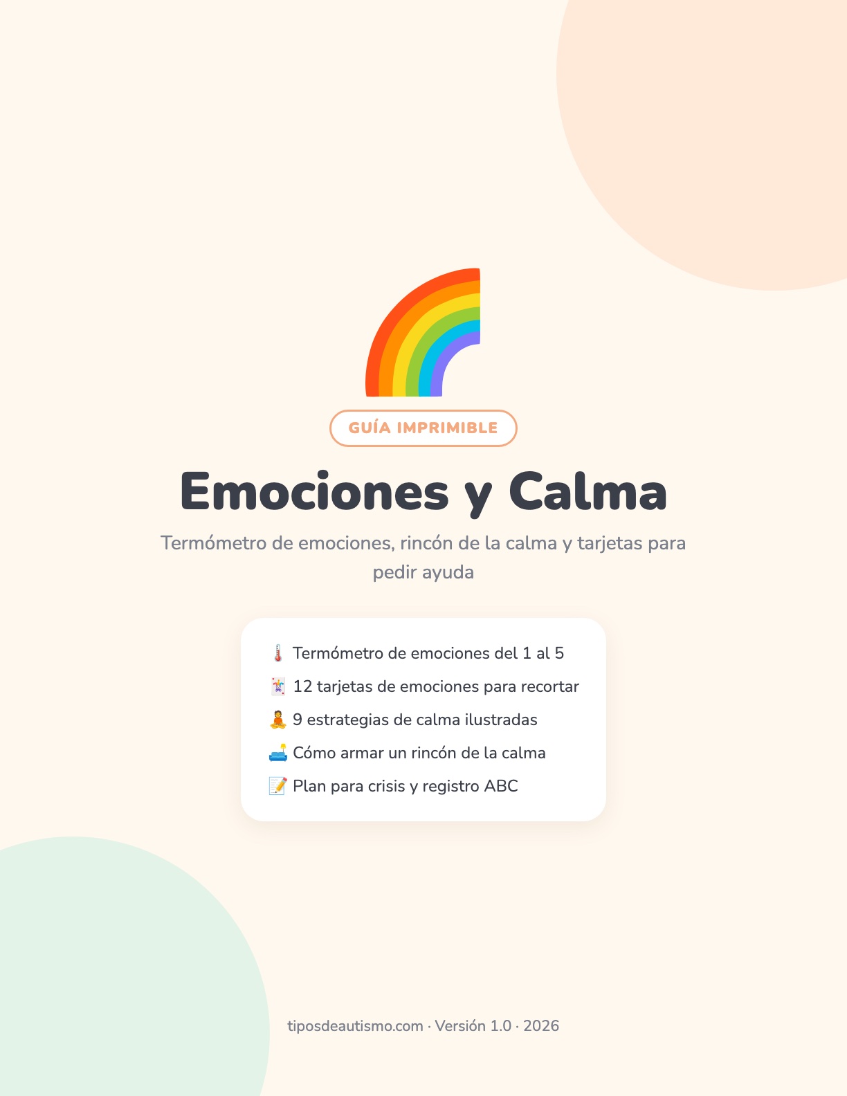 Emociones y Calma: Termómetro de Emociones, Tarjetas y Rincón de la Calma (PDF)