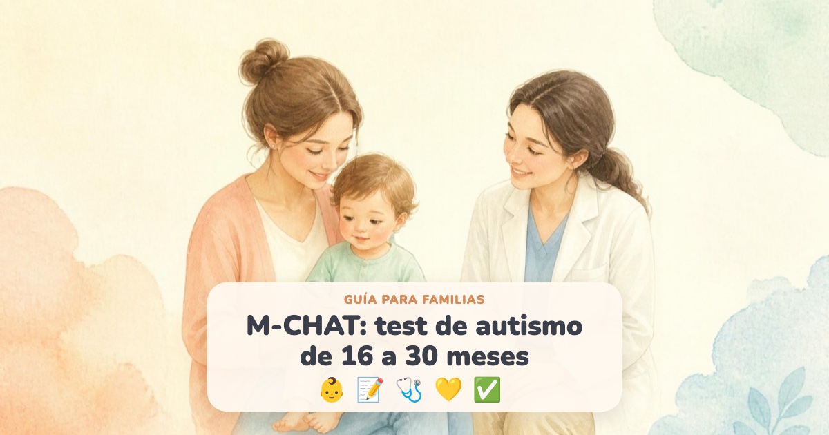 Mamá contestando el cuestionario M-CHAT con su bebé y la pediatra