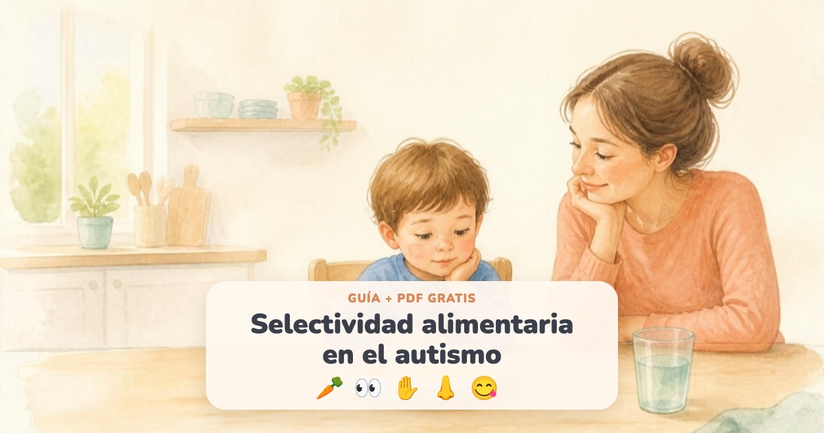 Niño con autismo a la mesa con su mamá, sin presión para comer
