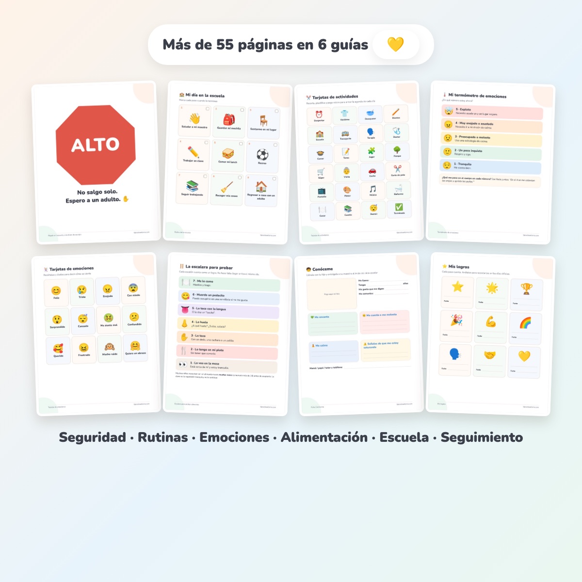 Vista previa de las guías imprimibles de Tipos de Autismo